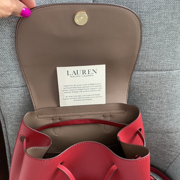 Beautiful 🍒 Leather Ralph Lauren Backpack😍 - Picture 5 of 8